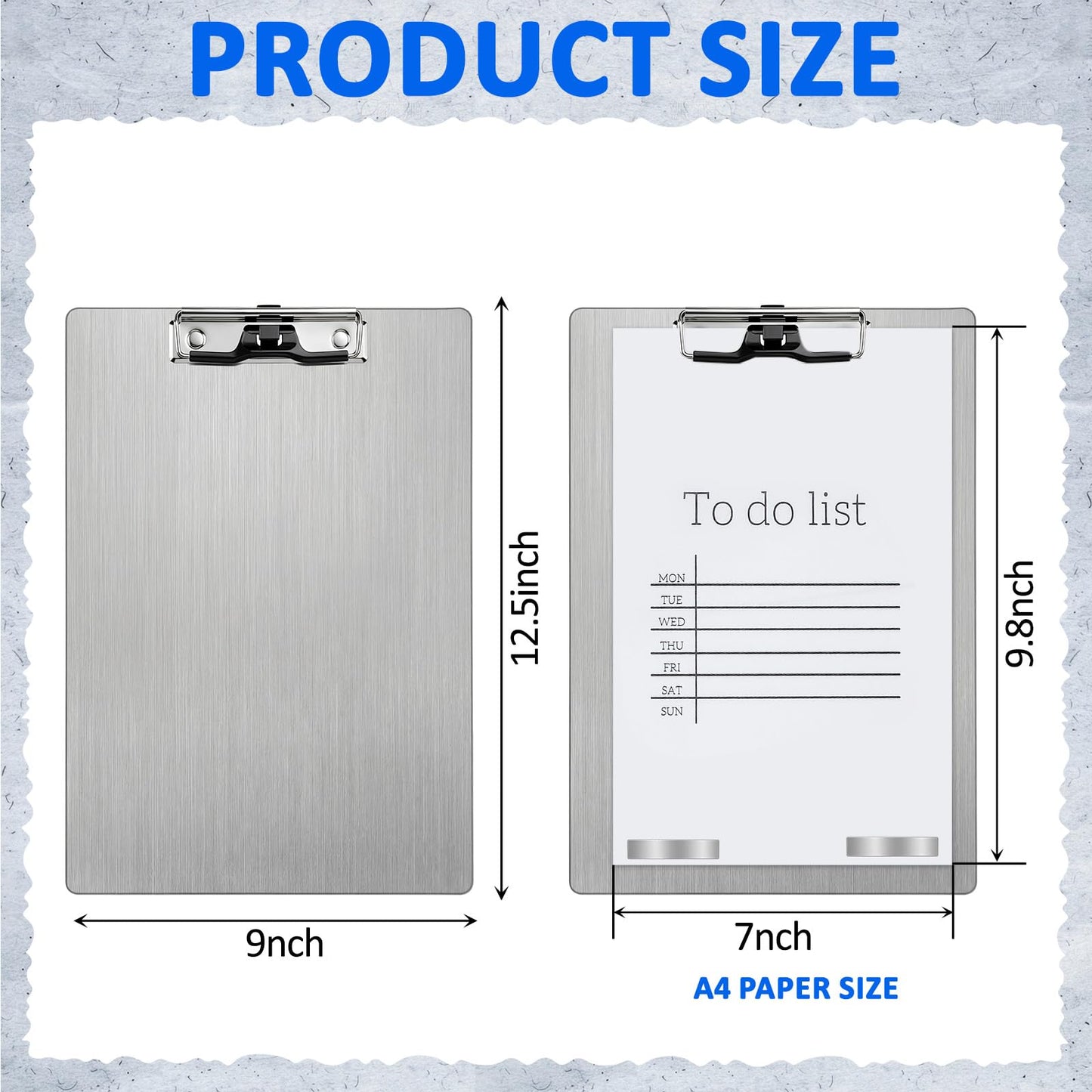 Seajan 1 Pack Stainless Steel Magnetic Clipboards with 304 Low Profile Clip Metal Magnetic Clipboards Stainless Steel A4 Letter Size Document Holder for Office Fridge Recipe Splint (Silver,9x12.5inch)