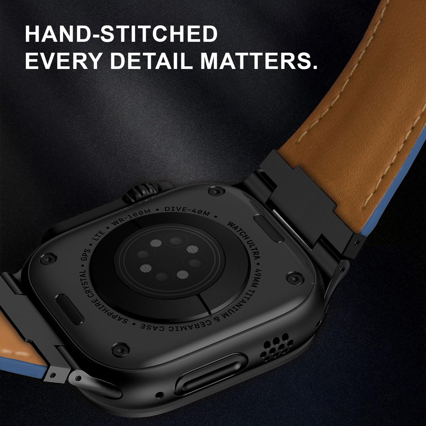 Genuine Leather Band Compatible with Apple Watch Ultra Band 49mm 46mm 45mm 44mm for Men,Vintage Genuine Leather Replacement Strap for iWatch Ultra 3 2 1,SE 3 2 1,series 11 10 9 8 7 6 5 4