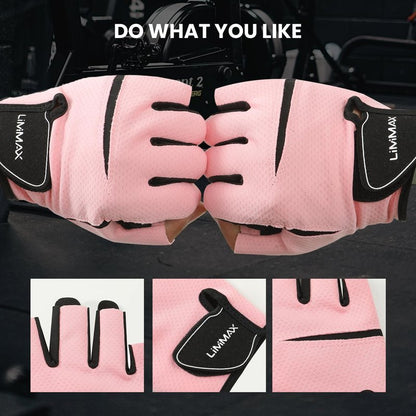 Workout Gloves for Women & Men - Breathable Half Finger Fitness Gloves with Non-Slip Padded Palm | Lightweight for Weight Lifting, Cycling, Crossfit, Training - Pink