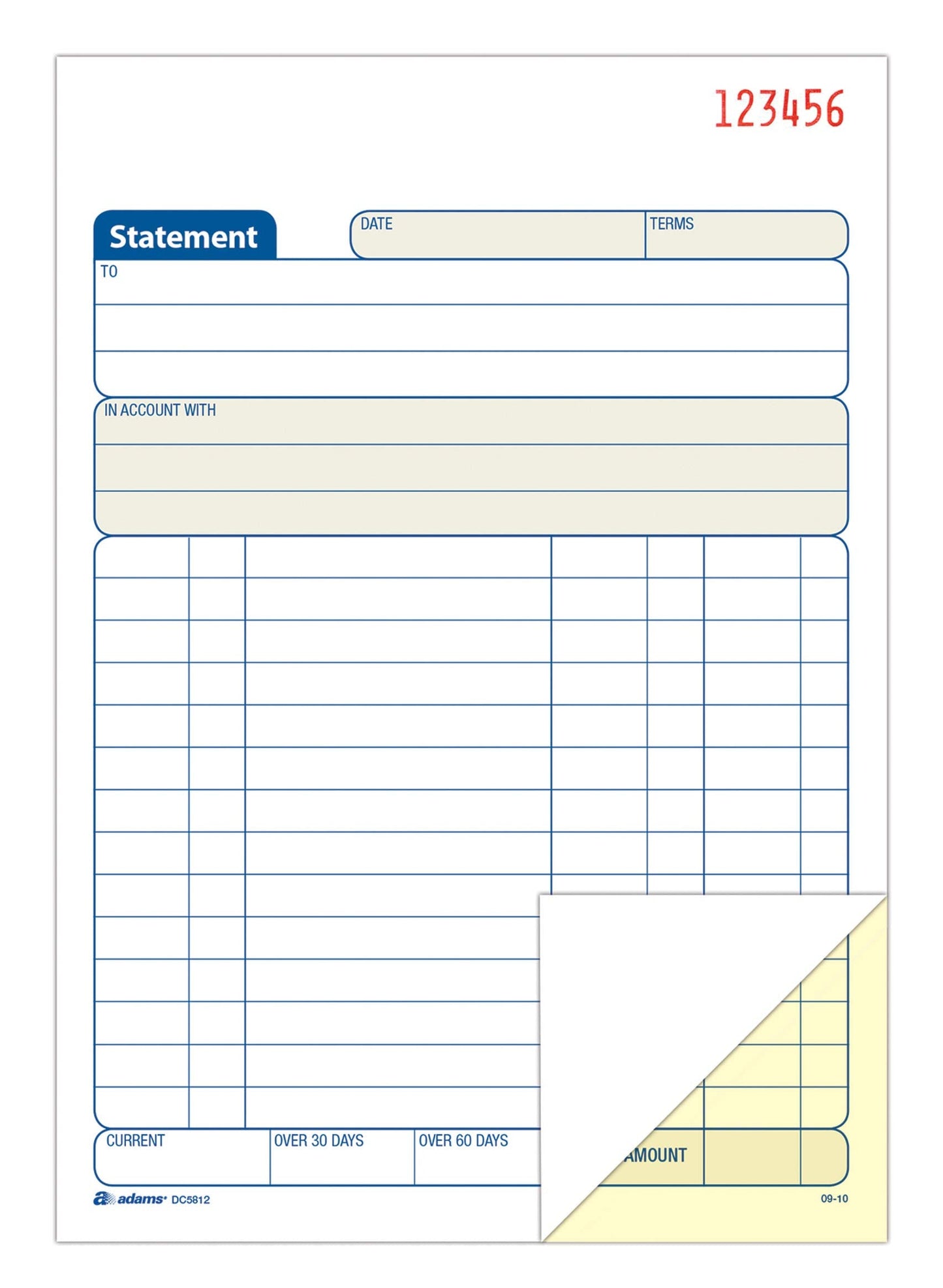 Tops Adams Statement Book, 2-Part Carbonless, White/Canary, 5-9/16 x 8-7/16 Inches, 50 Sets, 3/Pack (DC5812-3)