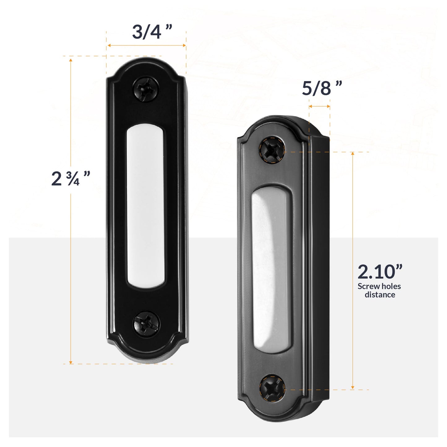 Newhouse Hardware LED Lighted Metal Door Chime Push Button (Oil-Rubbed Bronze) | Surface Mount Lighted Door Bell Button | Replacement Wired Doorbell Button for Most Door Bell Chimes