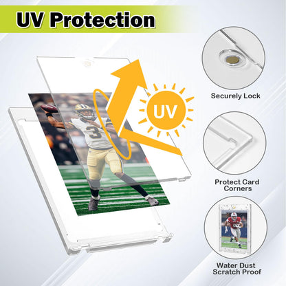 130PT Magnetic Card Holders for Trading Cards, 36ct One Card Touch Holder Baseball Card Thick Protectors Hard Plastic Magnetic Card Case Sports Football Basketball Top Loads for Cards Sleeves