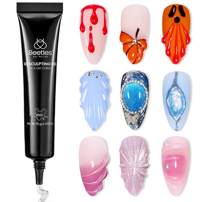 Beetles Gel Nail Kit Short Almond, 240Pcs Easy Nail Extension Set Shaped Clear Tips with 5 in 1 Nail Glue Base & Top Coat and Mini UV Lamp, Nail Tips Art Acrylic Nail Kit Gifts for Women
