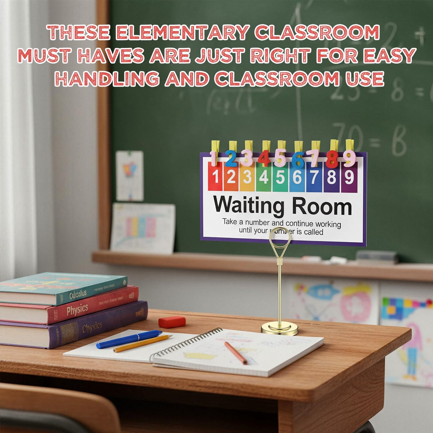 ForraFun New Version 3 Pcs Classroom Management Waiting Room Clip Colorful Chart Teacher's Helper Waiting Room Frosted PVC Poster with Wooden Number Clips, Table Holder for Classroom Supplies(Classic)