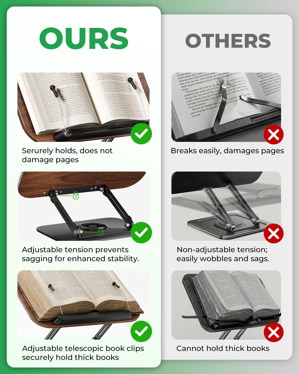 Viozon Book Stand for Reading,Book Holder, Height&Angle Adjustable, 360° Rotating Base, Foldable and Portable, Lightweight for Office, Kitchen, School Textbook, Recipe, Magazine,Kindle,Tablet DW