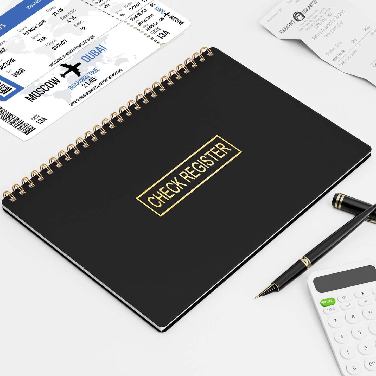 HAUTOCO Check Registers for Personal Checkbook, Transaction Expense Ledger Log Book for Small Business, Checking Account Register Book to Track Payments, Deposits, Finances, 8.4 x 6.2'', Black