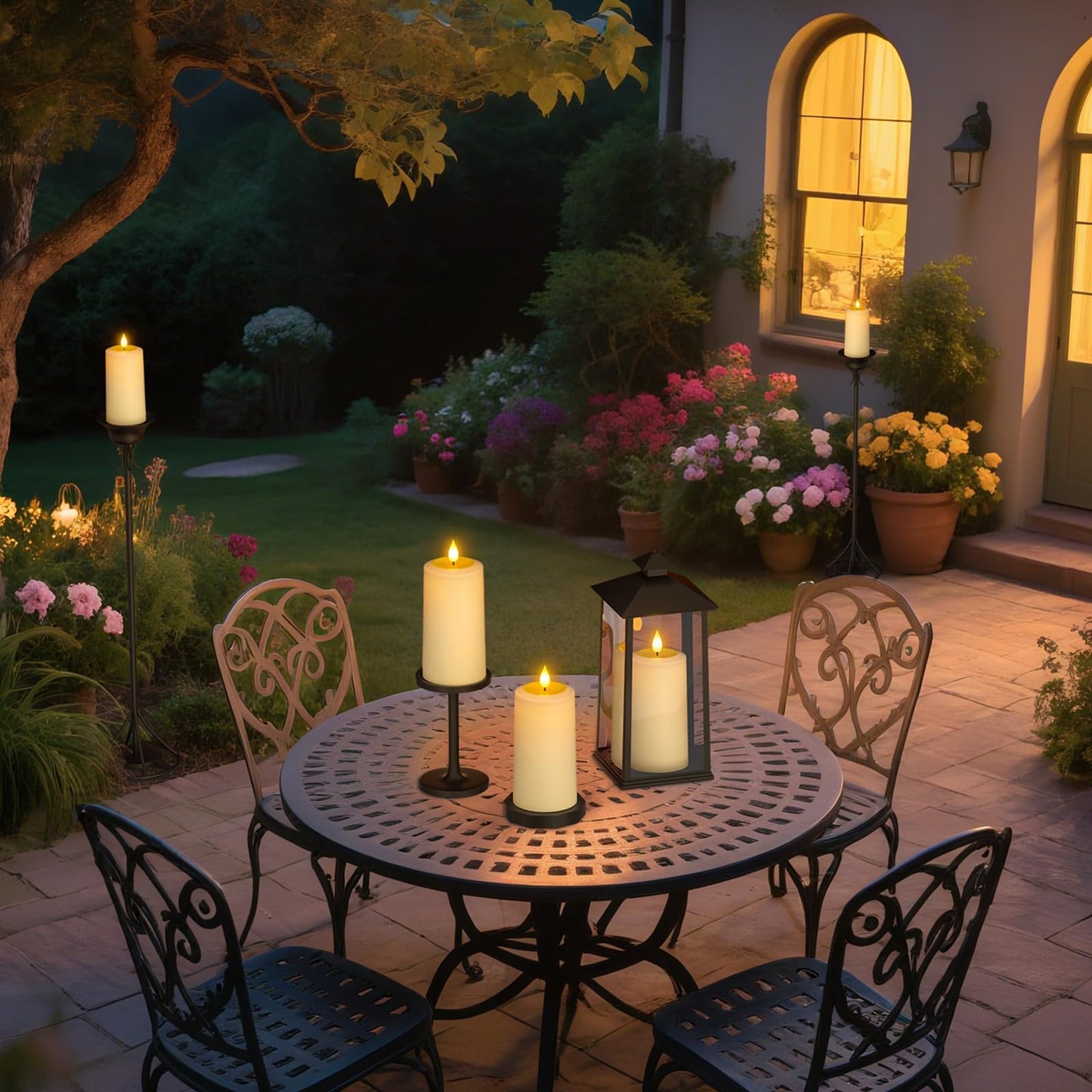 SoulBay USB Rechargeable Flameless Candles, 4-Pack LED Pillar Candles with Remote and Timer, Fake Electric Candles for Indoor Home Decor, Lanterns, Christmas & Parties (Magic Blow-Out Feature)