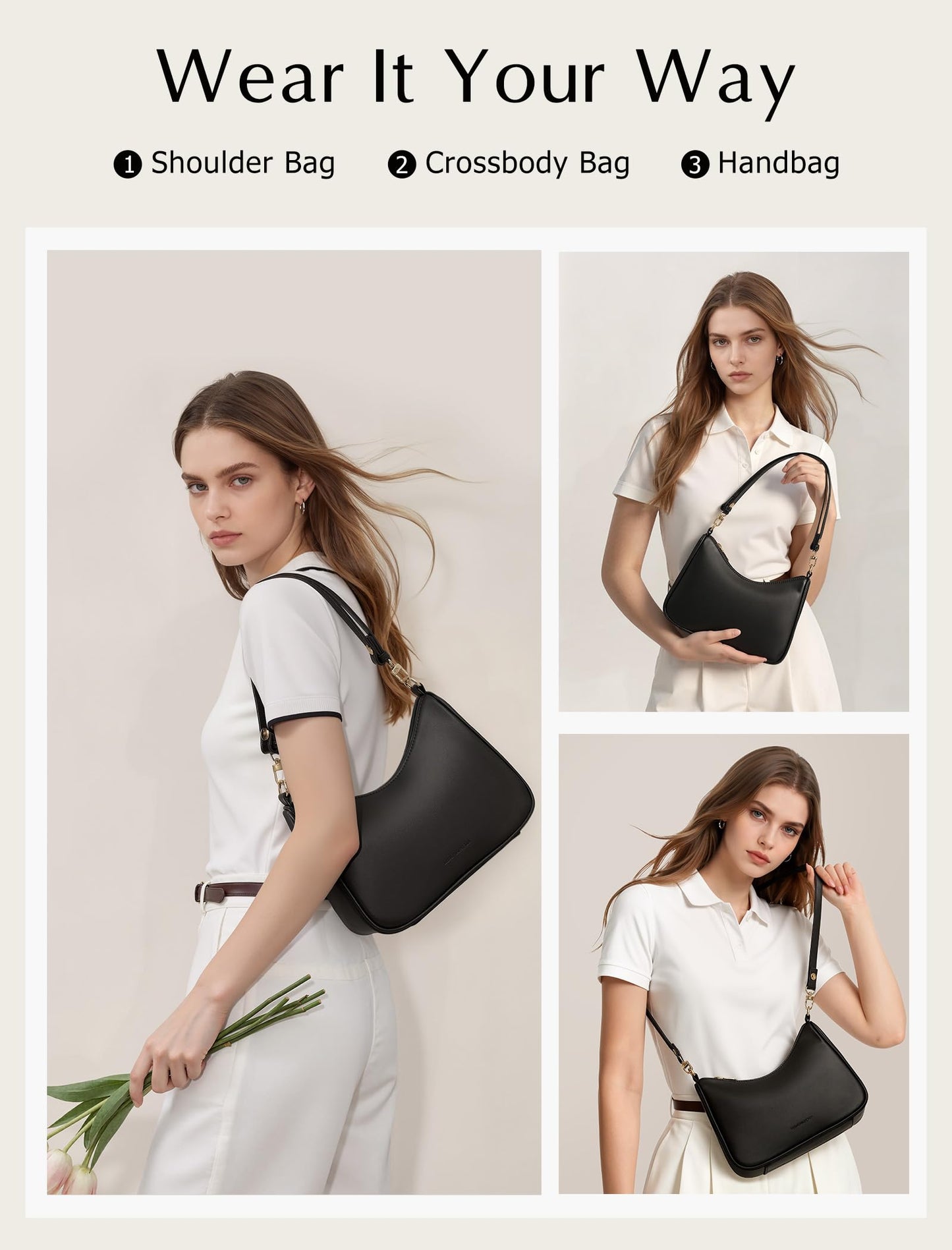 LONG VACATION Purse Shoulder Bag for Women - Cute Hobo Clutch Purse Trendy Underarm Handbag with Zipper & Straps for Daily Use