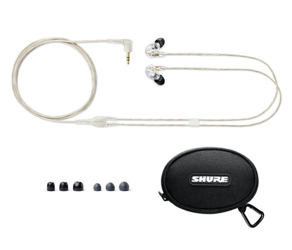 Shure SE215 PRO Wired Earbuds, Professional Sound Isolating Earphones with Clear Sound and Deep Bass, Single Dynamic MicroDriver, Secure In-Ear Design, Includes Carrying Case and Ear Tip Kit, Clear (SE215-CL)