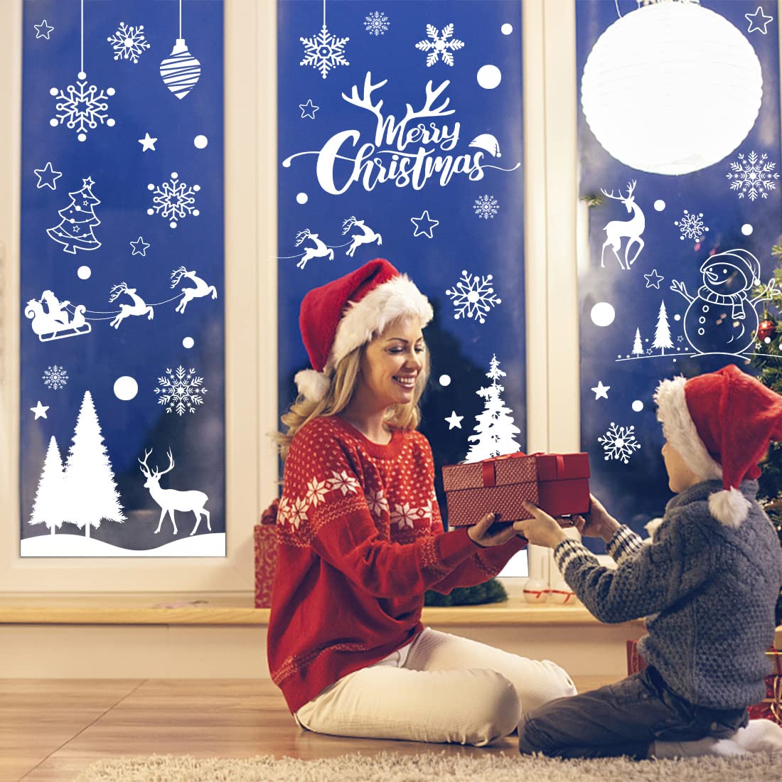 148 Pcs Christmas Snowflake Window Clings Stickers, Christmas Window Decorations