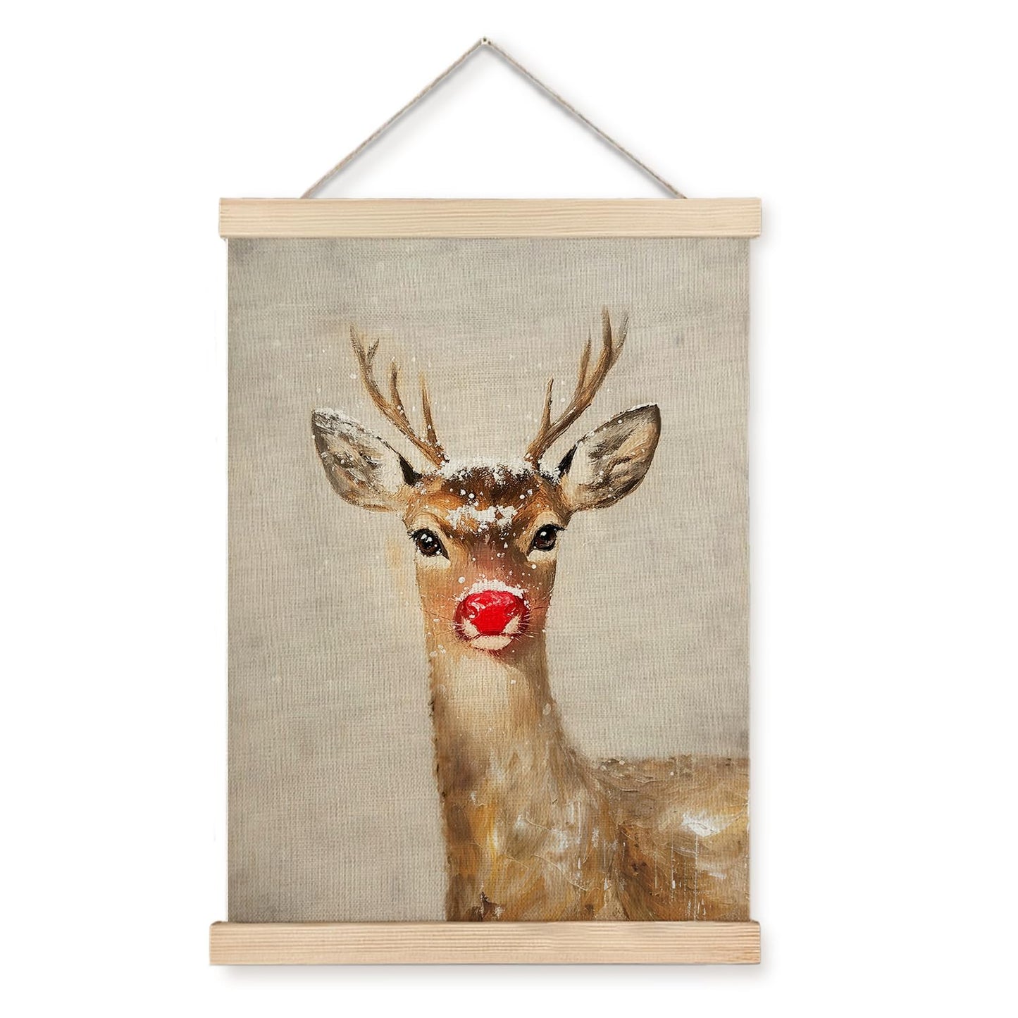 LUVADIAN Christmas Wall Decor, Winter Christmas Red Nose Reindeer Wall Art, Winter Christma Decor, Christma Pictures Walls Decorations, 12x16 Inch