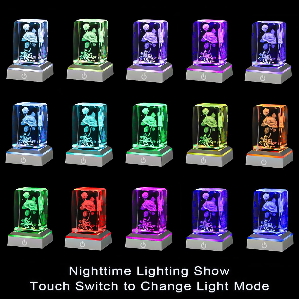 hochance 3D Rose Crystal Nightlight,Perfect Mothers Day Gifts for Wife Her Mom from Daughter Husband Son，Mother's Day Ideas Unique Anniversary Birthday Decolamp Presents