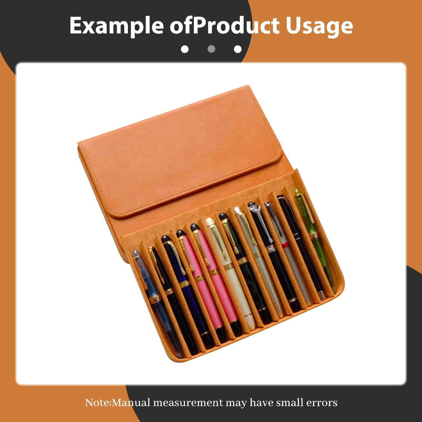 MIVLXLX Leather 12 Fountain Pen/Pencil Tray Case Organizer, Fashion Design, Handmade, Magnetic Closure with Drawer, Christmas Gift for Man/Woman/Office, 12 Slots(brown)