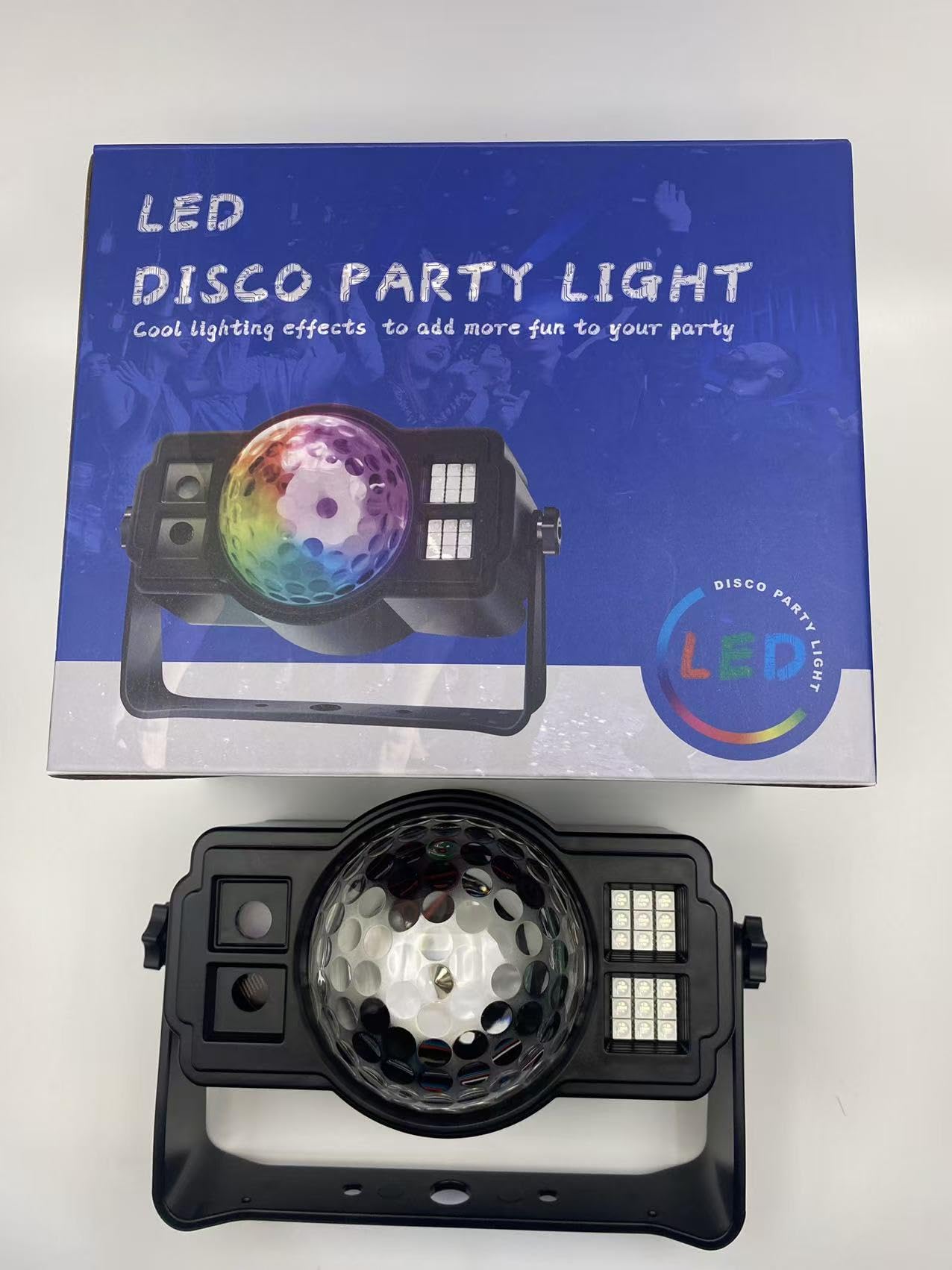 3-in-1 Disco Ball Party Lights, Sound Activated DJ Strobe Light with 60 Patterns, USB Powered Disco Light Projector for Room Decor, Glow Party Supplies, Birthday, Christmas, Halloween