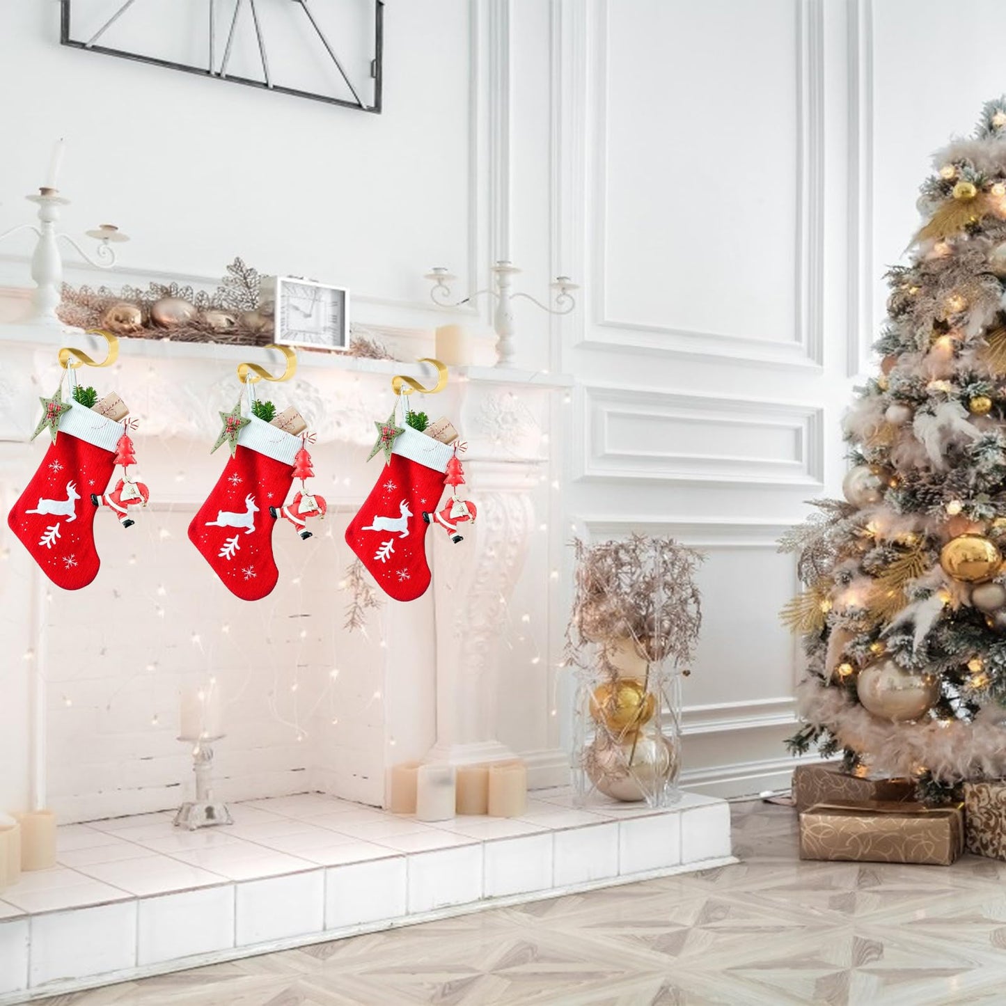 Ginbel Direct 8 Pack Christmas Stocking Holders Mantel Stocking Hanger Holder Christmas Decoration Supplies