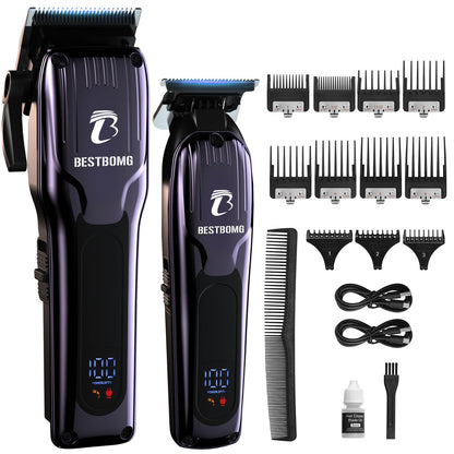 BESTBOMG® Professional Hair Clippers for Men, Professional Barber Clippers and Trimmer Set, Mens Cordless Hair Clipper for Barbers Haircut Kit Fade, BS-808A (Black)