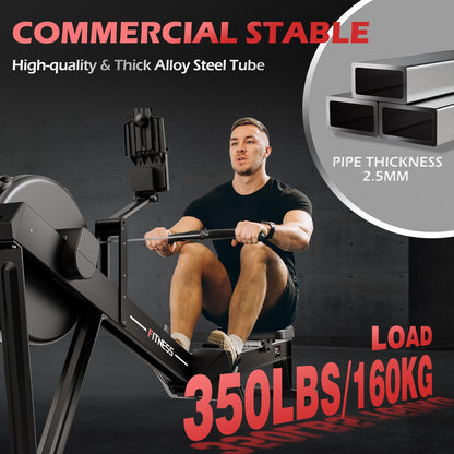 PASYOU Air Rowing Machine for Home,10-Level Resistance 350lbs Rower Machine,Foldable Row Machines Commercial with 54in Rail and Bluetooth Backlit Monitor, Adjustable Tablet Holder PR70