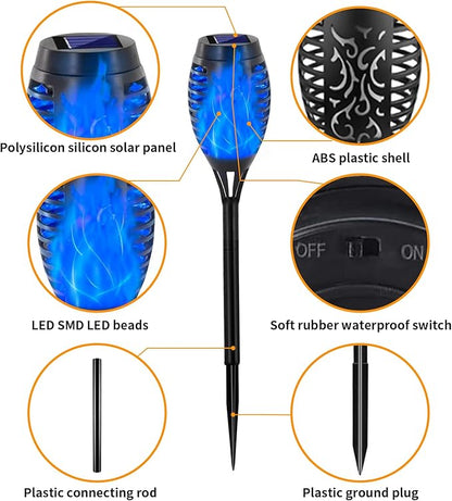 Swingers Solar Lights Outdoor,Halloween Solar Torch Lights with Flickering Flame,Waterproof Outdoor Garden Lights for Outside Patio Pathway Yard Decorations(8, Blue)