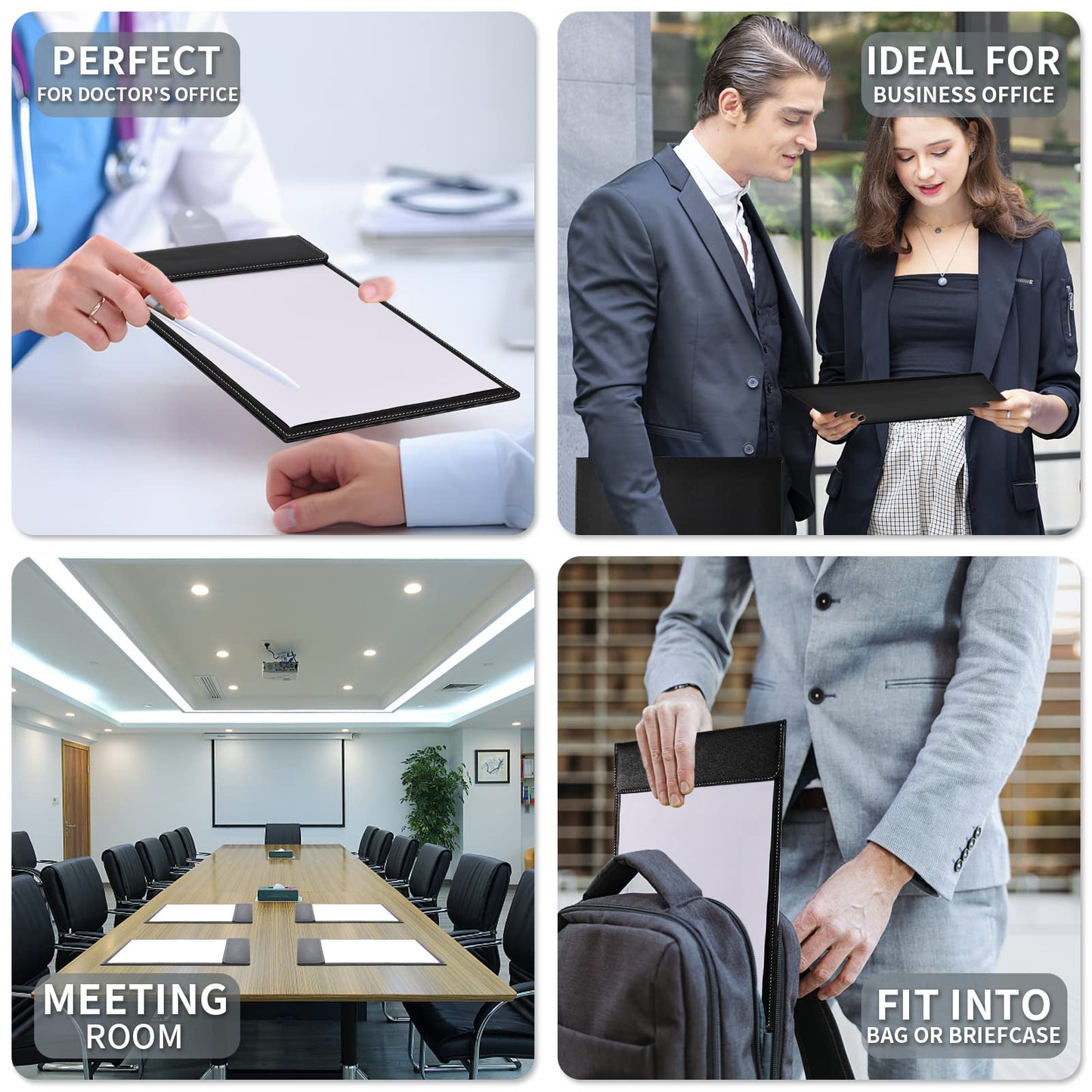 Leather Clipboard, Black Clipboards A4 Letter Size Clip Board for Nurses, GORESE Clip Board for Classroom, Smooth Writing Low Magnetic Profile Clip Boards for Kids Women Office Work 9" x 12.5"