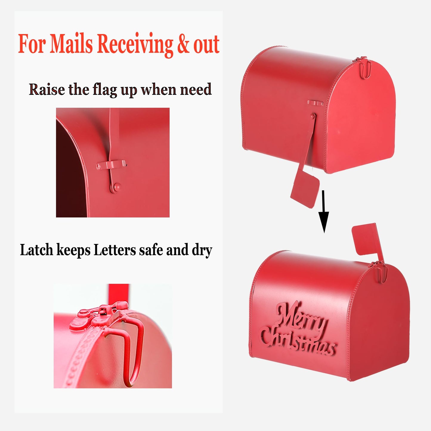 Phaxth Metal Christmas Letters to Santa Mailbox, 37" H North Pole Mailbox Christmas Decorative, for Home Room Xmas Holiday Party Large Capacity Red