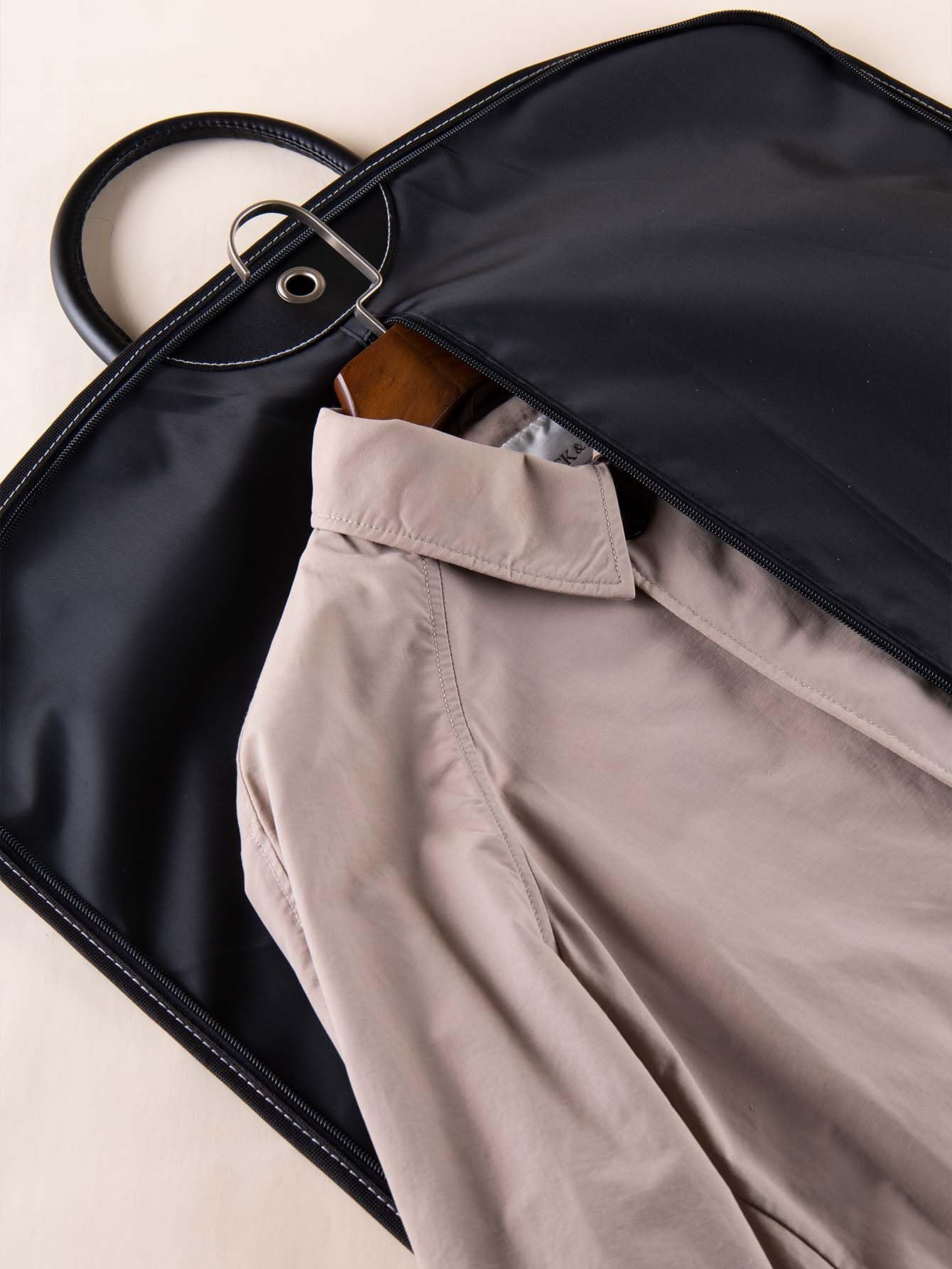 ZARLOO 40" Premium Carry-On Garment Bag for Travel & Closet Storage - Foldable, Lightweight Leather Suit Bag for Men Women - Waterproof & Wrinkle-Free Protection for Suits, Dresses & Coats (Black)