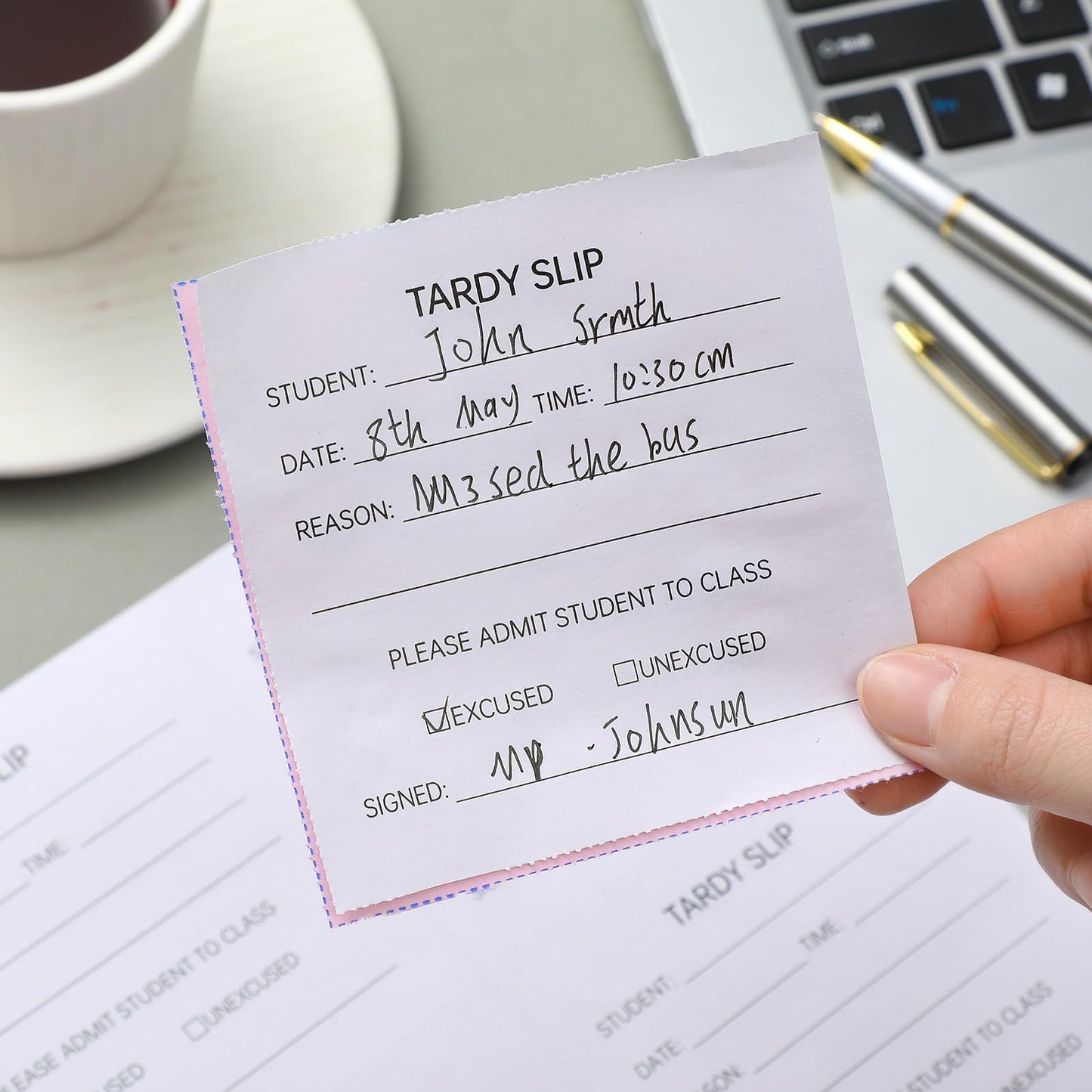 Dunzoom 1 Pack Tardy Slip Book with Carbonless Duplicates 3.5 x 4.3 Inch Tardy Slips Per Book Form Register Copy for School Recording Student Late Arrivals Easy Removal Fold and Tear
