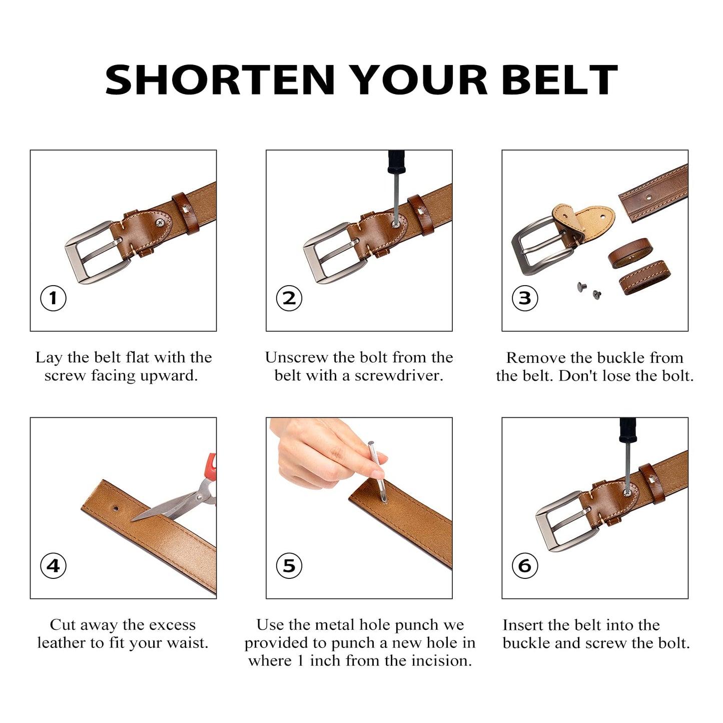 HOLMANSE Italian Full Grain Leather Belt for Men Western Cowboy Casual Jean Belt 1.5 Wide 7 Holes Gift Box Packaging (Full Grain Leather/Brown, Belt Size 36 / Pants Size 34)