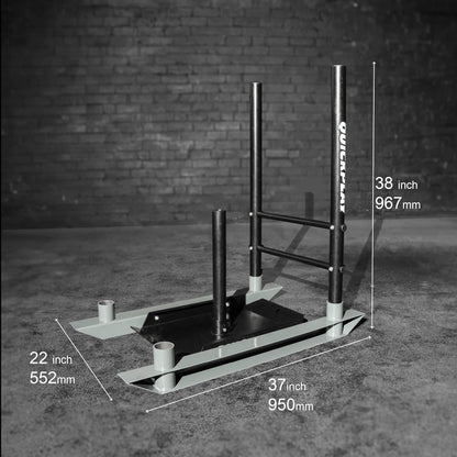 QUICKPLAY Weighted Push/Pull Sled - Heavy Duty Steel Strength & Conditioning Sled - Build Explosive Power, Speed & Agility - Folding, Compact Design - for 50mm Olympic Plates (Full Sled)