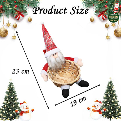 Ncozwo Christmas Candy Cookies Storage Basket Santa Claus Sweets Woven Holder Basket Xmas Snacks Bowl Candy Dish Gingerbread Chocolate Dessert Baskets for Party Winter Holiday Table Desk Decoration