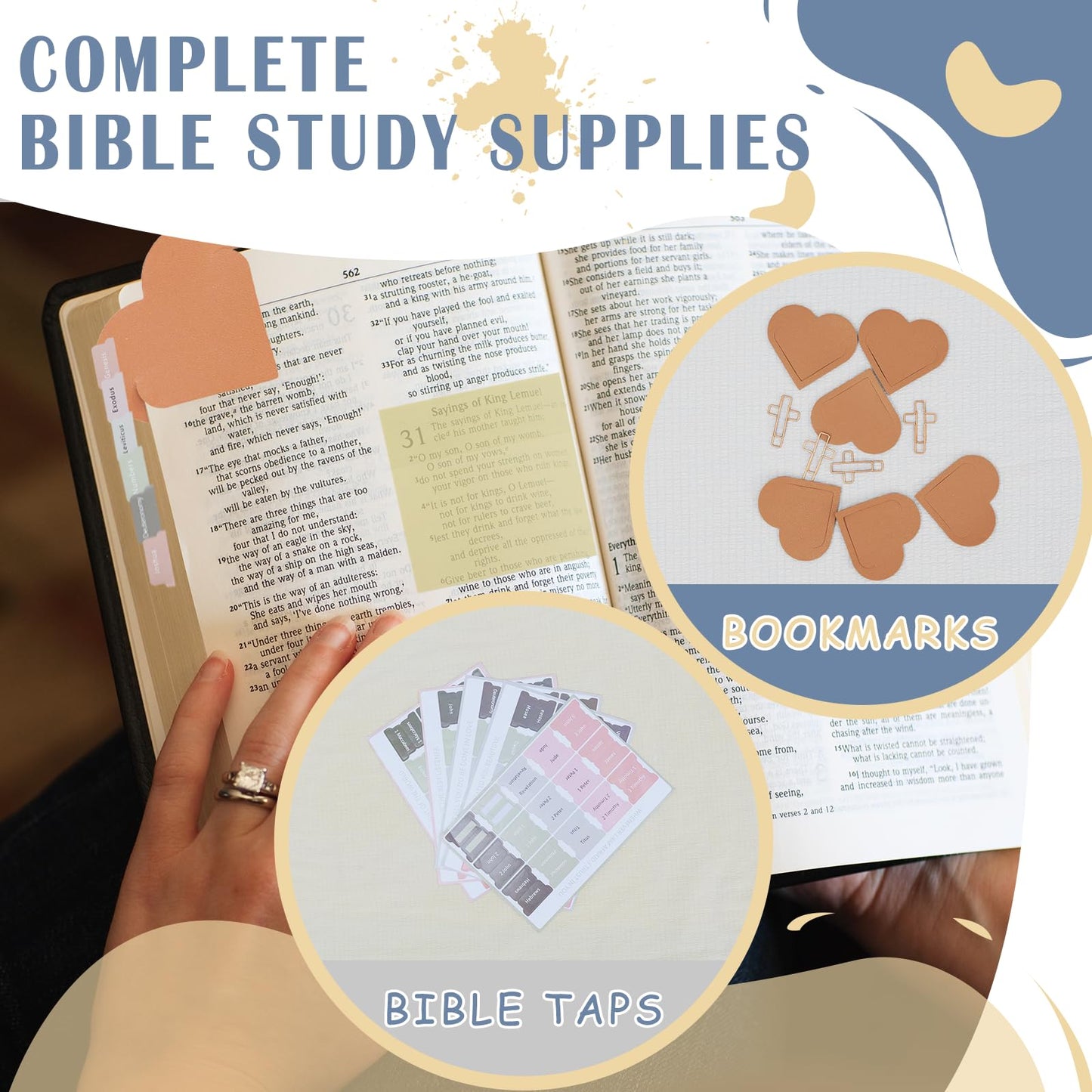LEIOSAGN 67pcs Bible Study Supplies Journaling Kit for Study Group with Pencil Case, No Bleed Highlighters, Pens, Bookmarks, Notebook, Tabs, Index Stickers, Note Stickers, Transparent Sticky Notes