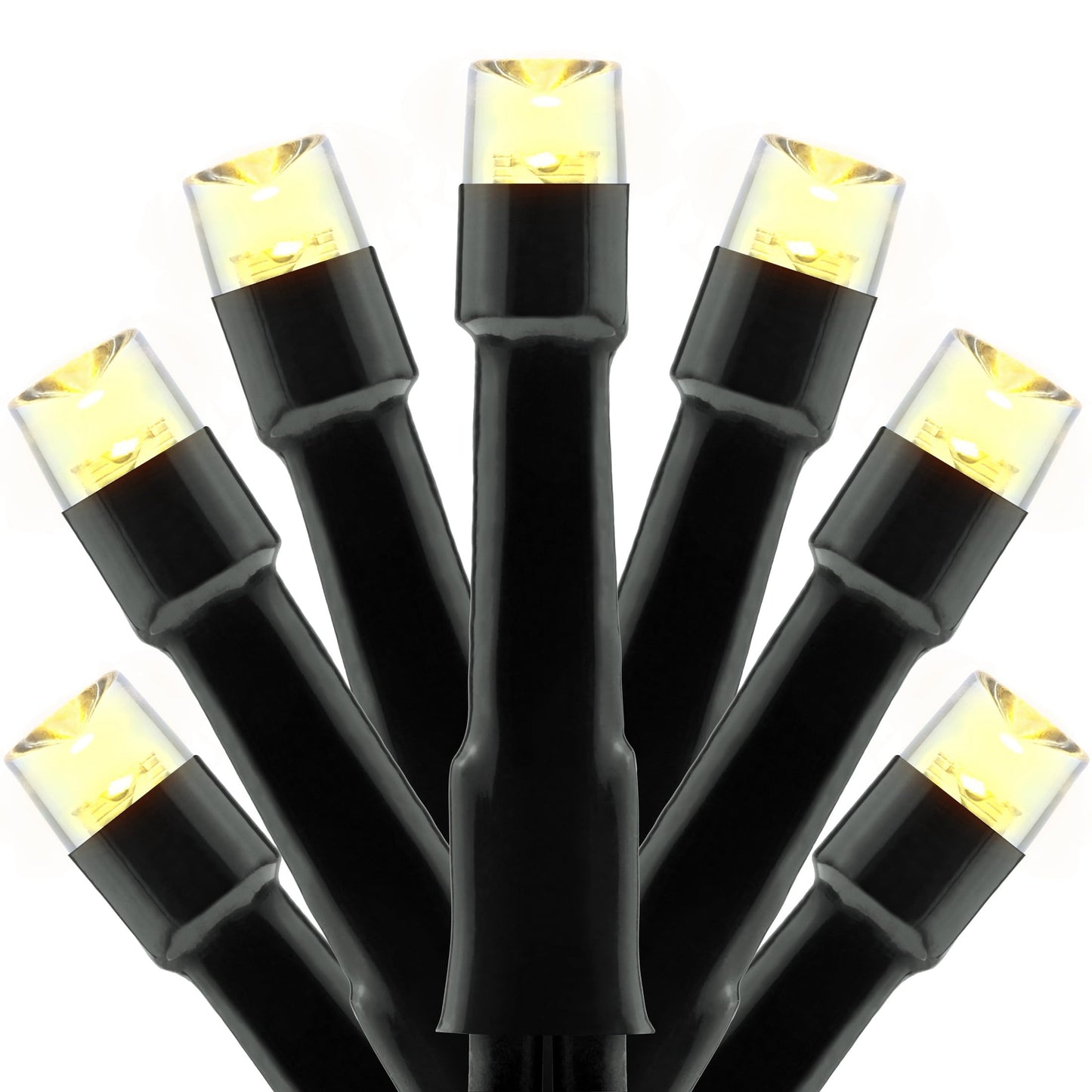 YULETIME 100 ft 300 Count Warm White LED String Lights with 8 Models Adapter, Black Wire Wide Angle 5mm Christmas Lights (Warm White - Black Wire)