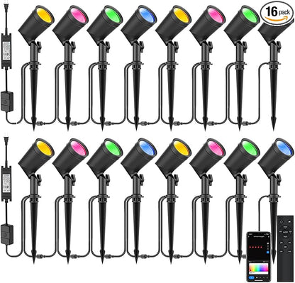 ZYAN 16 Pack Smart Landscape Lights, Color Changing, Compatible with Alexa（2 * 8 Pack）