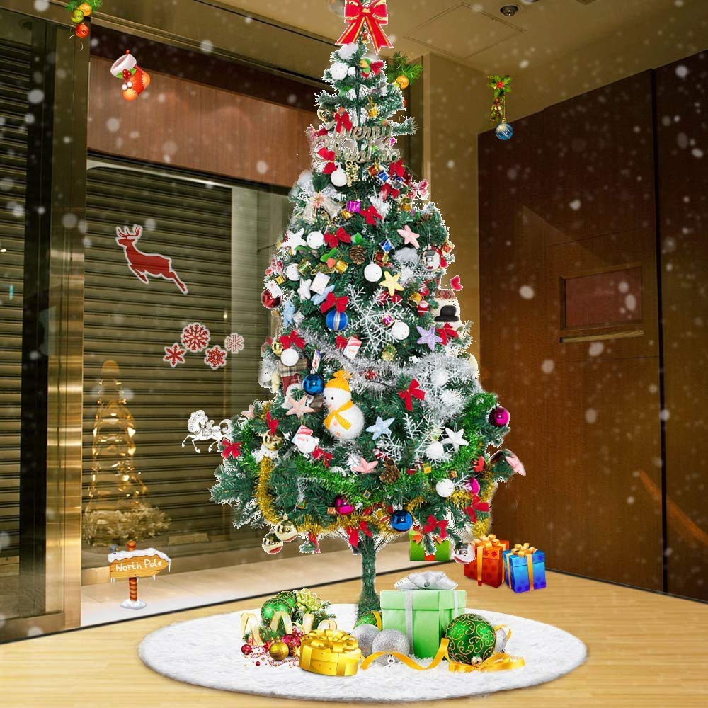 Christmas Tree Skirt - 36 inches White Christmas Tree Skirt, High-End Soft Classic Fluffy Faux Fur Tree Skirt for Xmas Tree Decorations and Ornaments