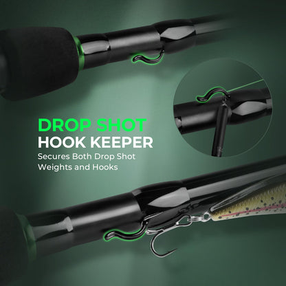 KastKing Zephyr Dual Tip Fishing Rod, Lightweight KastFlex IM6 Graphite Spinning & Casting Rod with Zirconium Oxide Ring Guides, Hook Keeper, EVA Grip, PTS Power Transition System