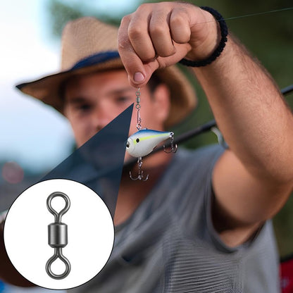 SynHHergyx 100 Pack Micro Swivels for Fly Fishing, Small Fishing Swivels Rolling Barrel Swivels Fly Fishing Tackles, High Strength Barrel Swivel Hook Line Connector with Black Coating