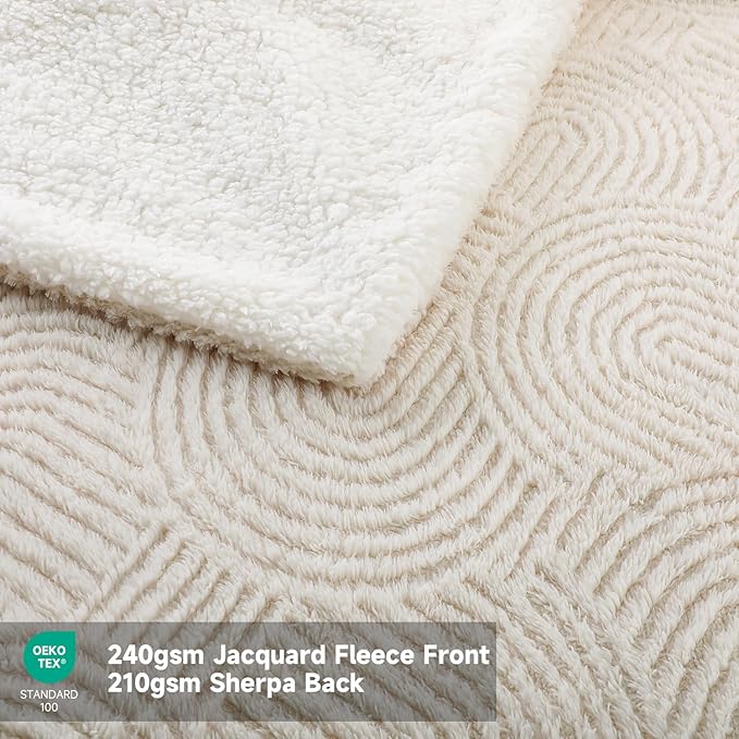 Heated Blanket Full Size - 72"x84" Cozy Soft Jacquard Heating Blanket with 4 Heat Levels & 10 Hours Auto-Off, Jacquard Fleece, Overheating Protection, Warm Gifts, Cream