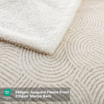 Heated Blanket Full Size - 72"x84" Cozy Soft Jacquard Heating Blanket with 4 Heat Levels & 10 Hours Auto-Off, Jacquard Fleece, Overheating Protection, Warm Gifts, Cream