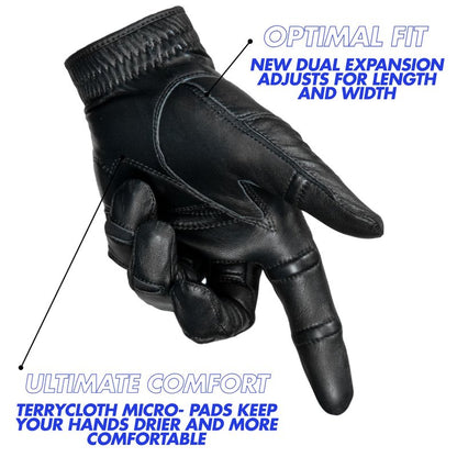 Bionic Men's StableGrip with NaturalFit 2.0 Golf Glove with Dual Expansion Thumb for Best Fit - Premium Cabretta Leather… (Black, Cadet Large, Left)
