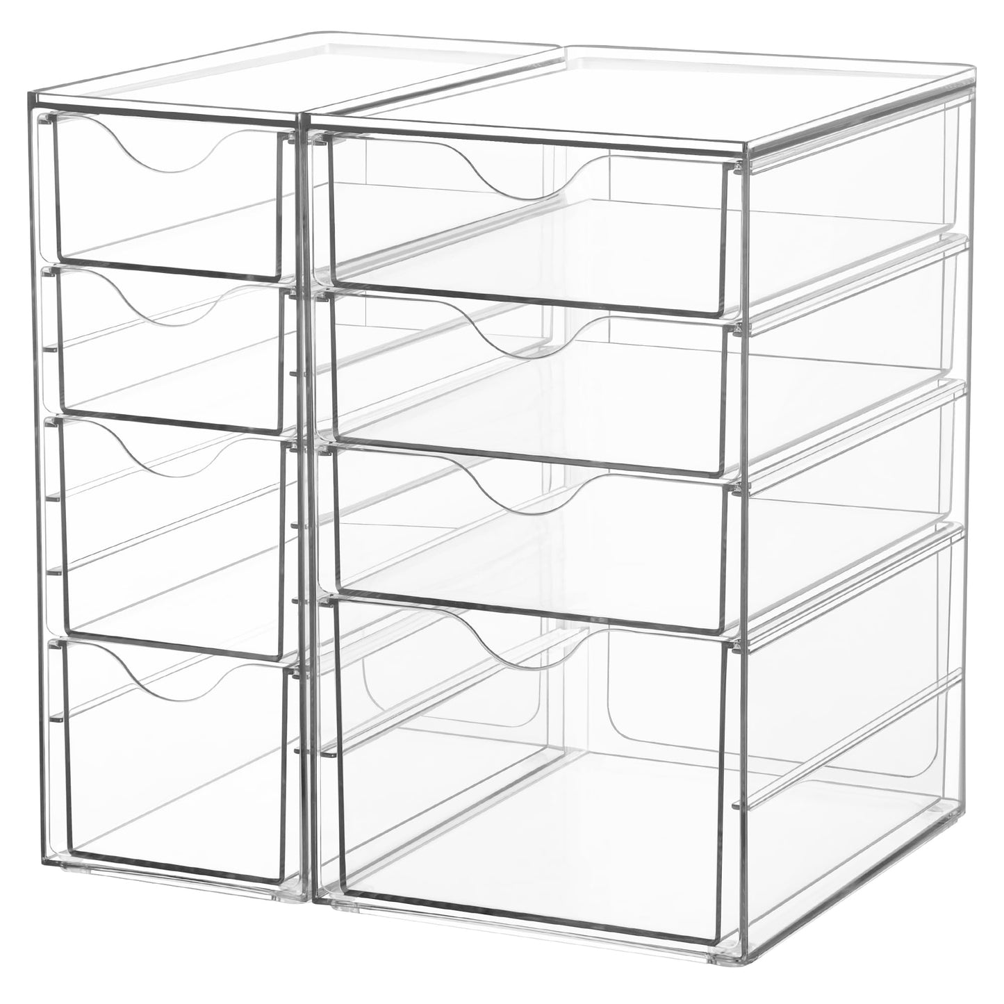 Vtopmart Acrylic Organizer with 8 Drawers, Desk Organizers and Accessories, Clear Makeup Organization, Dustproof Storage Drawers for Office Art Craft Supplies