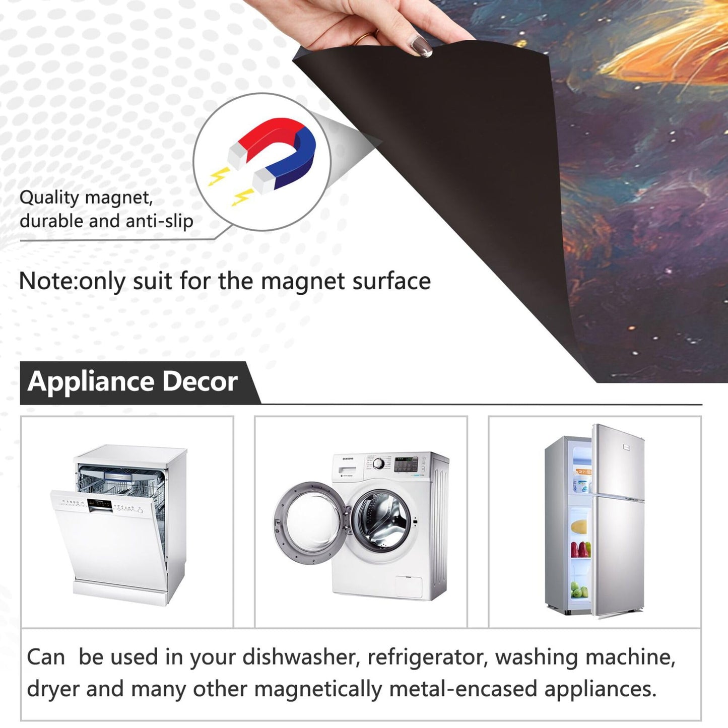 Pizza Cat Dishwasher Stickers Magnetic Cover Galaxy Space Stars Kitchen Fridge Magnet Covers Decals Home Decorations Vinyl Sticker Reusable 23W x 26H inches