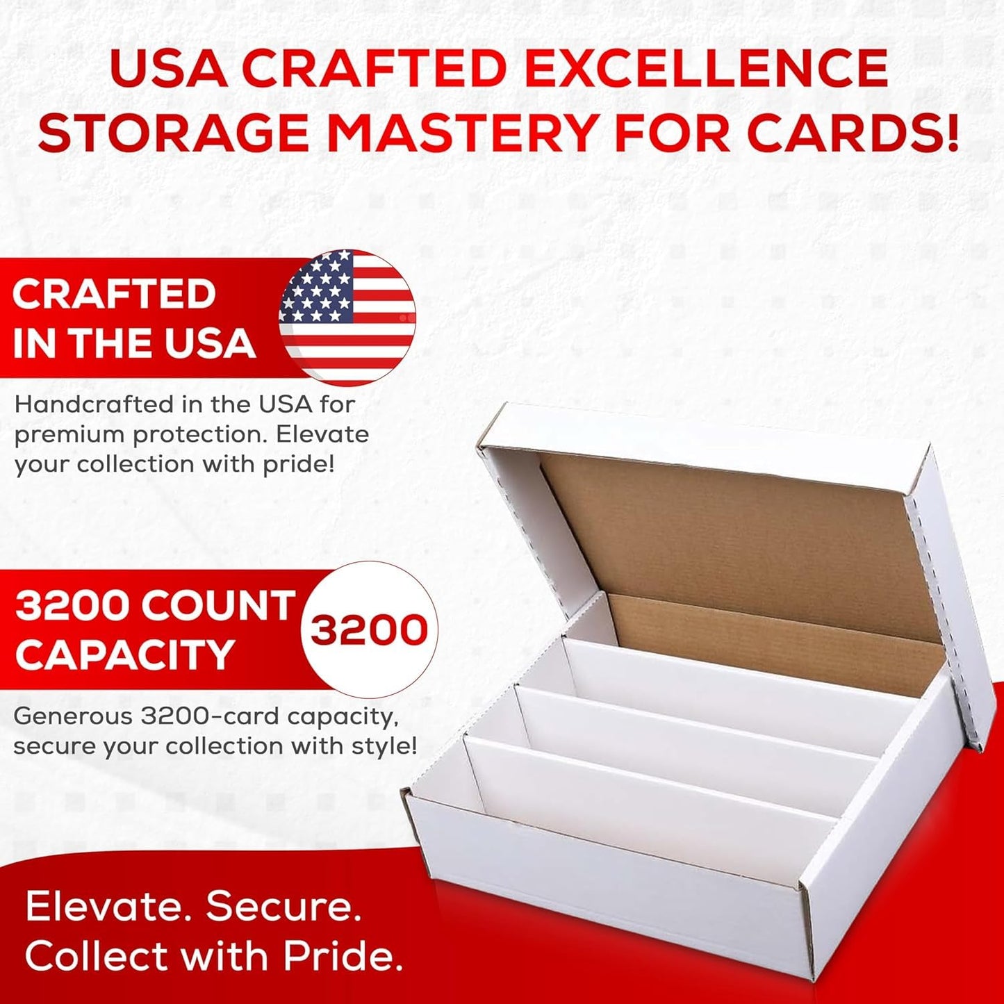 (2) Premium 3200 Count Storage Box 4 Row Monster - 200 Pound Test Strength - Trading Card Cardboard Box For Football, Basketball, Baseball & Gaming Cards - 2 Boxes - MADE IN THE USA