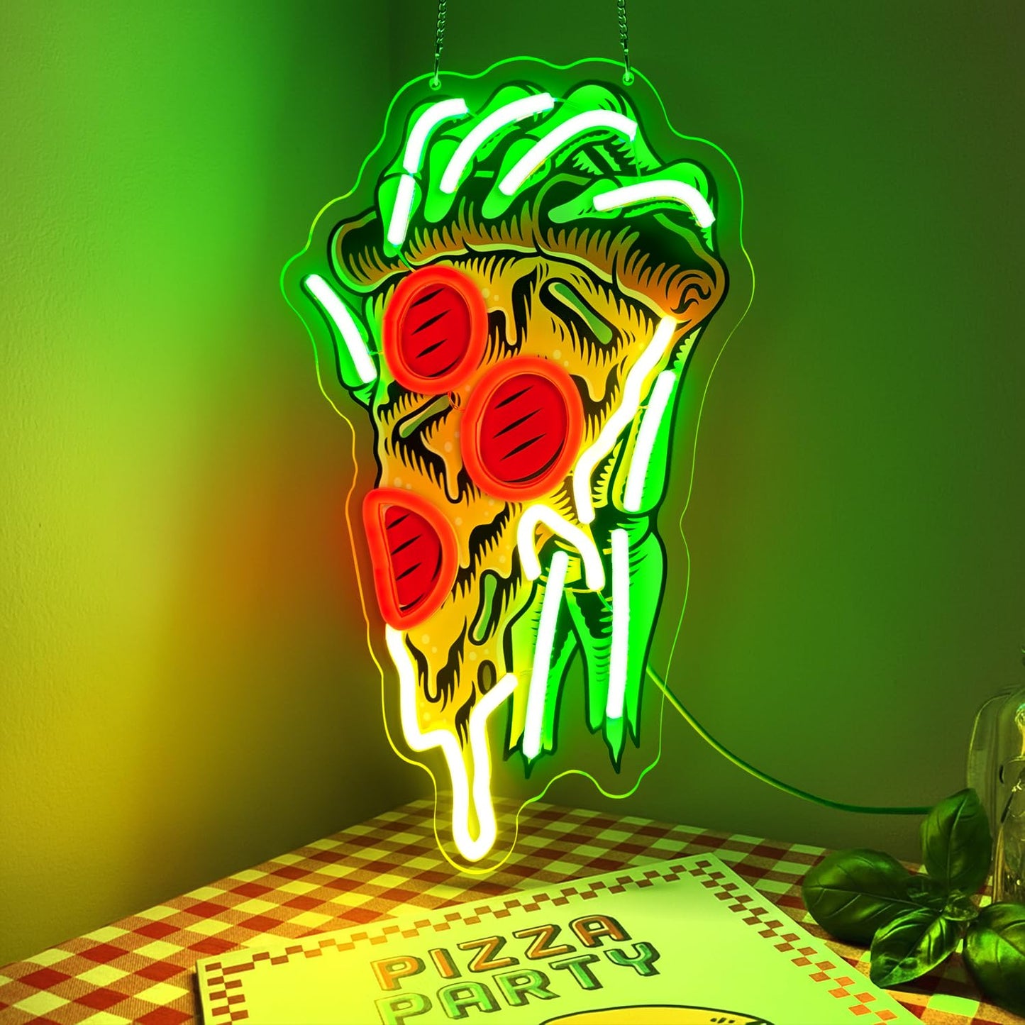 Pizza Neon Sign for Wall Decor Dimmable Pizza LED Neon Light USB Powered LED Wall Art for Kitchen, Dining Room, Bar, Man Cave, Unique Home Decor and Gift for Pizza Lovers