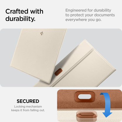 Spigen Hyper-Slim Car Registration and Insurance Card Holder for All Cars | ID License Essential Documents Holder [Tesla Model Y Juniper (2025/26) & 3/Y/S/X/Cybertruck] Car Essentials - Dune Beige