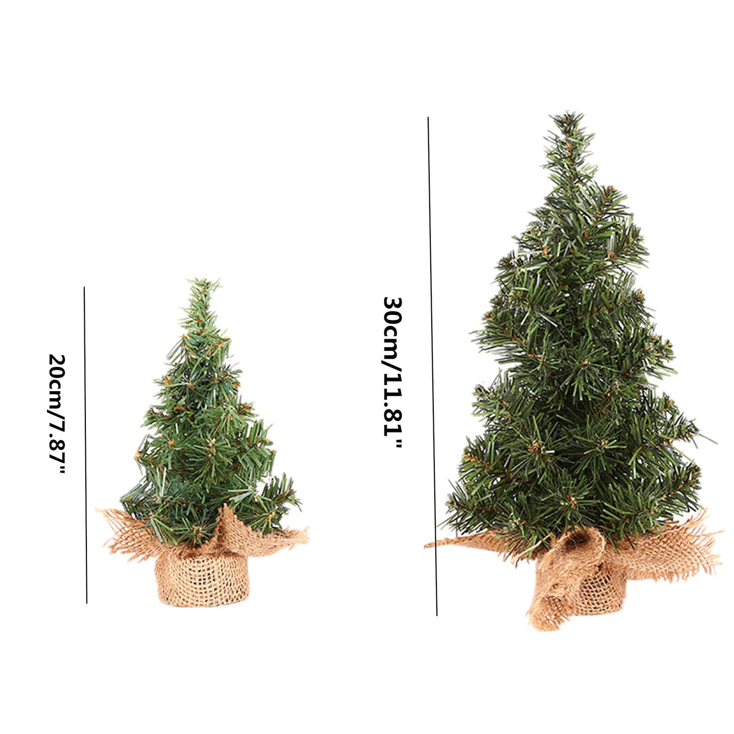4 Pack Tabletop Mini Christmas Tree, 7.87" / 11.81" Artificial Miniature Pine Christmas Tree with Linen Base Perfect for Christmas Decorations, Home, Kitchen, Dining Table