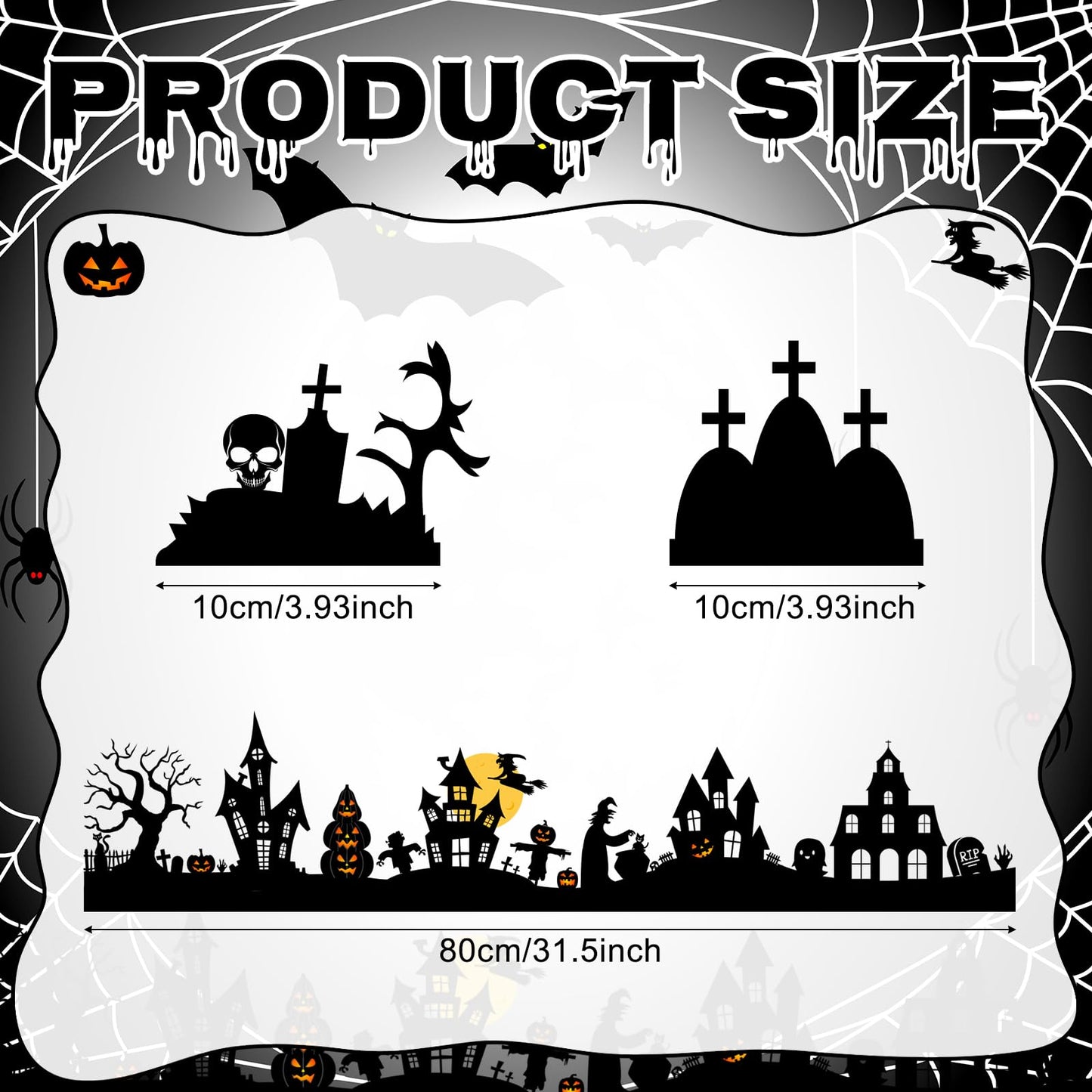 Colingmill 32 Inch Halloween Tabletop Decoration Wooden Halloween Themed Black Cemetery and Haunted House Signs Farmhouse Centerpiece Decor for Home Kitchen Table Shelf Decor