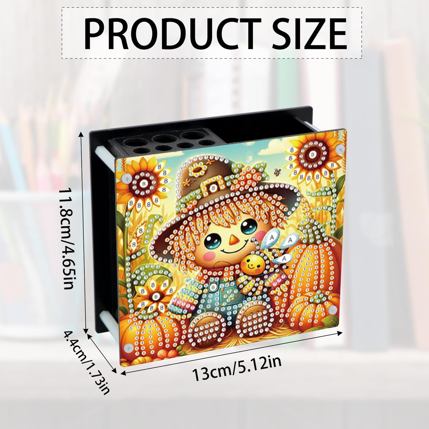 AiYuanzsh Diamond Painting Pen Holder, DIY Diamond Art Desk Organizer with Autumn Harvest Pumpkin Design, Fall Diamond Art Kits for Adults, Decorative Desktop Storage Box for Office and Home
