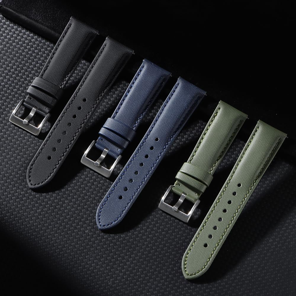 JUNGHELE Nylon watch band for men and women,Quick Release Premium Oxford Waterproof Fabric Weave Back Lining Leather Nylon watch strap with Stainless-Steel Buckle,Black 18mm watch band
