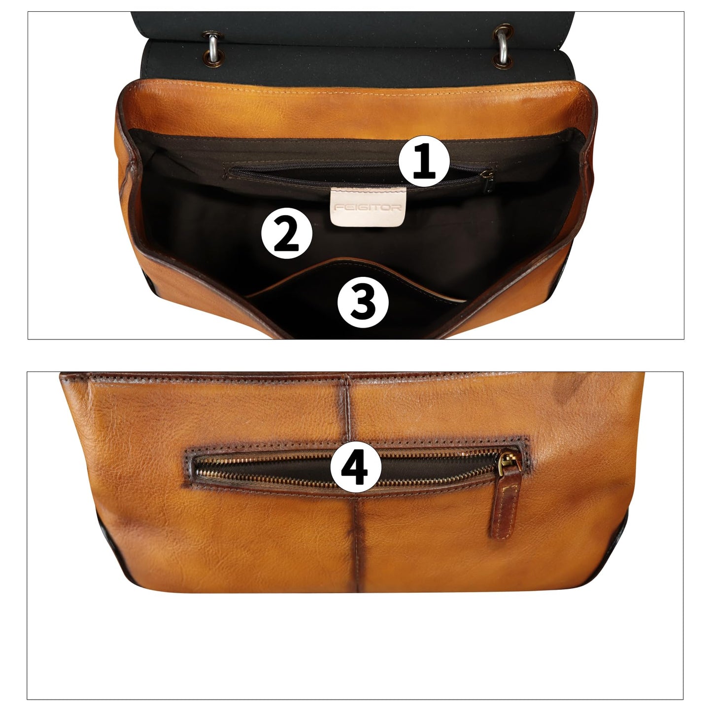 Genuine Leather Satchel for Women Vintage Leather Handbag Top Handle Bags Handmade Retro Purse Crossbody Bag (Brown+Coffee Flap)