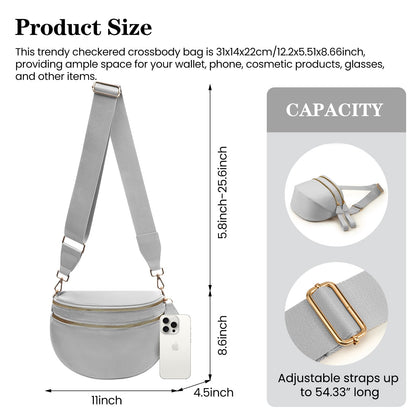 Nylon Crossbody Bags Bum Bag for Women Large Sling Bag Purse with Adjustable Strap（Black）