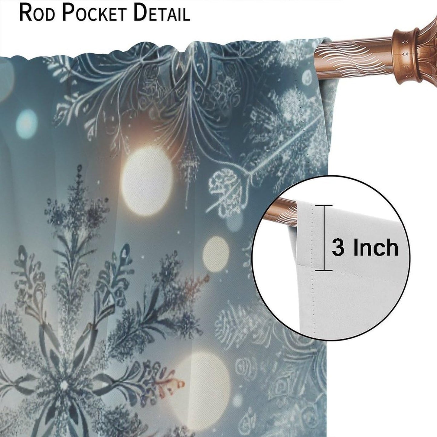 Merry Christmas Curtains Blue Snowflake for Living Room Bedroom Decor Window Drapes Happy New Year 42" W X 45" L